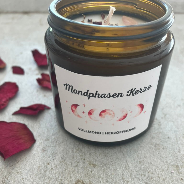 Vollmond | Herzöffnung / eine Sojawachs Duftkerze mit Rosengeranie 90g