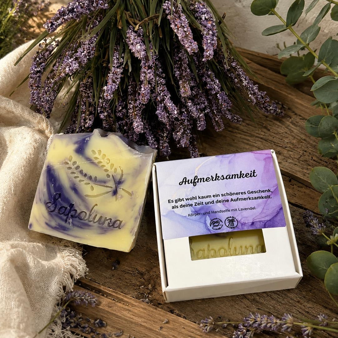 Aufmerksamkeit – Lilawandelseife 70g - Lavendel