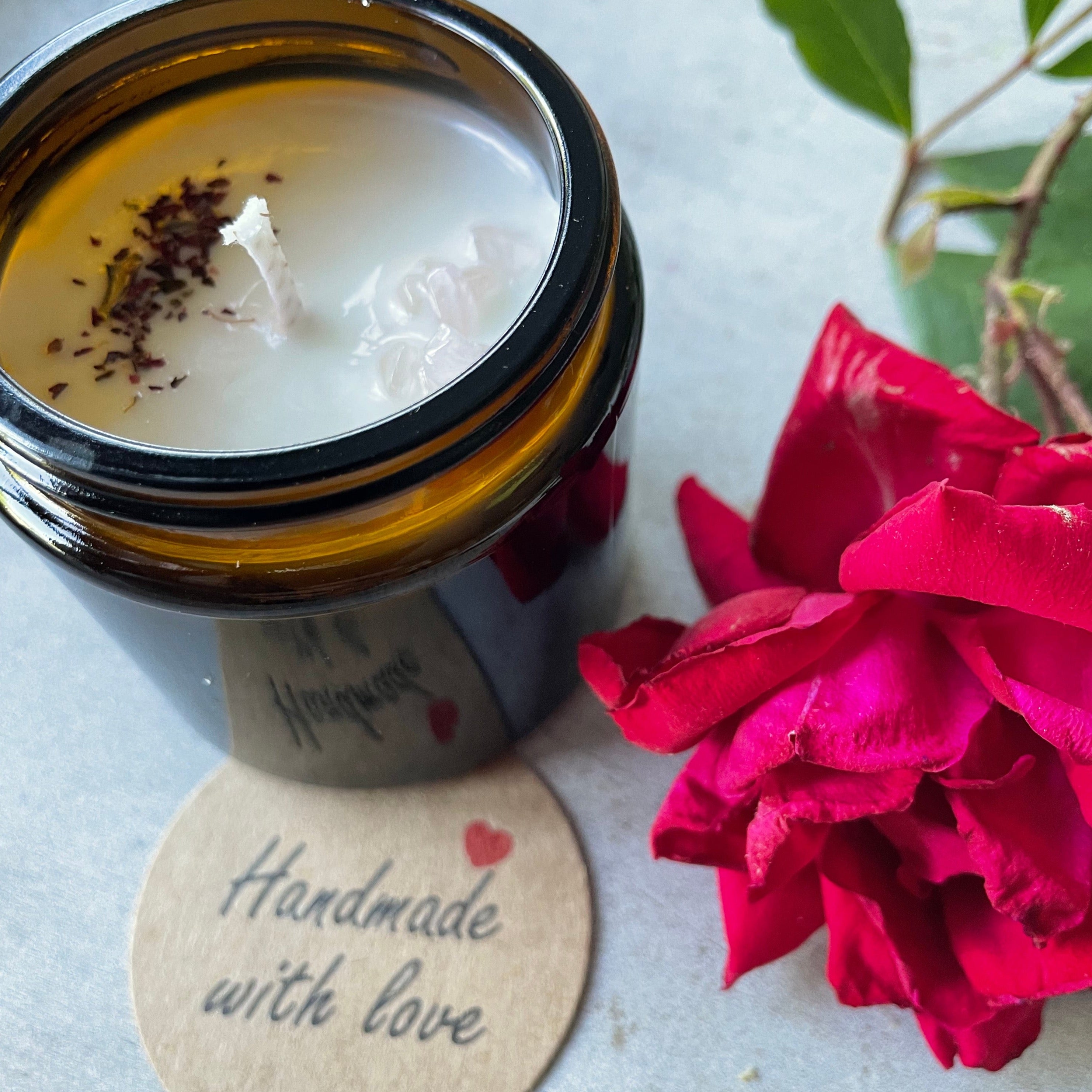 Vollmond | Herzöffnung / eine Sojawachs Duftkerze mit Rosengeranie 90g